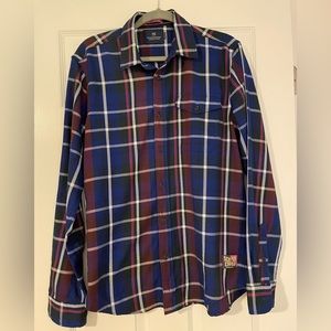 Scotch and Soda men’s size large button down shirt in maroon and blue plaid